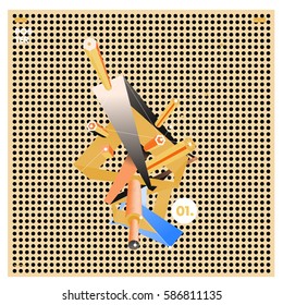 Vector abstract background template with triangle banner. Artistic gradient geometric backdrop for graphic design poster and label. Vector fractal illustration.