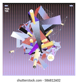 Vector abstract background template with triangle banner. Artistic gradient geometric backdrop for graphic design poster and label. Vector fractal illustration.