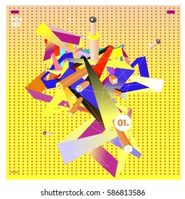 Vector abstract background template with triangle banner. Artistic gradient geometric backdrop for graphic design poster and label. Vector fractal illustration.