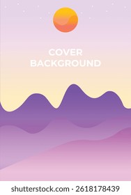 Vector of abstract background with text and bright vibrant gradient colors - landscape with hills nature. Vertical poster and background for social media stories, banner, cover