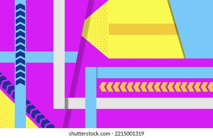 Vector abstract background texture with bright color dominates. purple background. With additional design accents on each track.