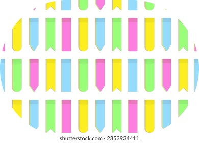 Vector Abstract background texture of colorful pattern elliptical shape of note paper sticks. Isoate