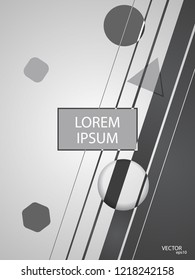 Vector abstract background texture design poster, banner white and gray background, monocolor stripes and shapes.