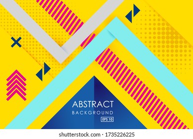 Vector abstract background texture design, bright poster, banner yellow background, pink and blue stripes and shapes. EPS10 vector