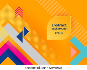 Vector abstract background texture design, bright poster, banner yellow background, pink and blue stripes and shapes.