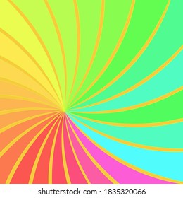 Vector abstract background texture with rays swirl, multicolored rainbow wallpaper backdrop sunbeam, art graphic design illustration pattern seamless modern style