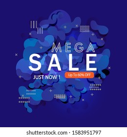 Vector abstract background texture Sale banner template design, bright poster. Mega sale special offer. banner blue background. EPS 10.