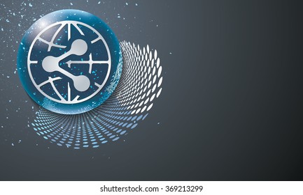 Vector abstract background and transparent bubble with share icon