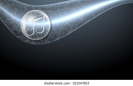 Vector abstract background and transparent music symbol