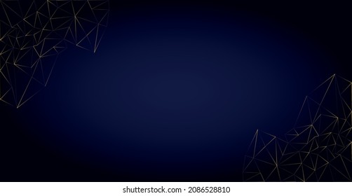 vector abstract background with triangles. flat image of dark blue postcard with golden lines