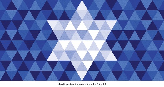 Vector abstract background with triangles in the shape of the David Star. Blue Geometric Triangular abstract background.