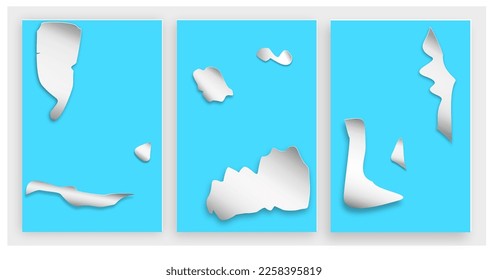vector abstract background triptic blue and grayscale composition