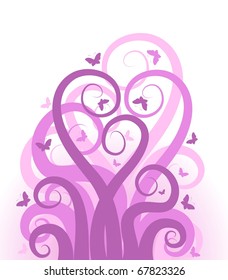Vector abstract background with tropical butterflies