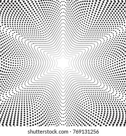 Vector abstract background with twisted dotted lines. Optical illusion. 
