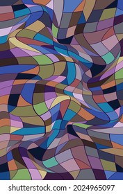 Vector Abstract background from twisted geometric shapes. Stained glass window