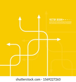 Vector abstract background with various curved direction arrows. The concept of the path of movement.