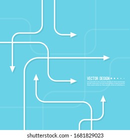 Vector abstract background with various curved direction arrows. The concept of the path of movement.
