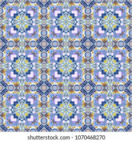 Vector abstract background in violet, neutral and blue colors. Floor tiles, porcelain ceramic tile, geometric seamless pattern for surface and floor, marble floor tiles.