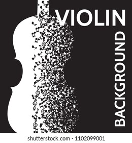 vector abstract background with violin and notes.