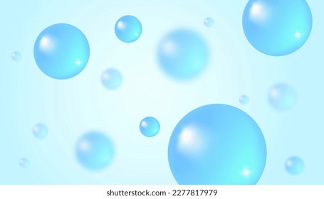 Vector abstract background with water bubbles. Trendy vector background in realistic style.