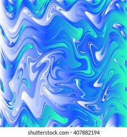 Vector abstract background. Watercolor marble texture. Silk.white, blue, green, mint