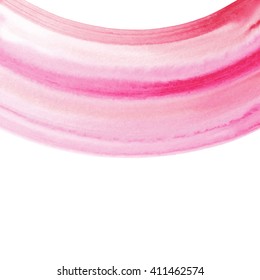 Vector abstract background - watercolor paint on white backdrop. Pink and red stripes, modern design template element for "save the date" cards, gift tags and package.