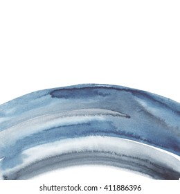 Vector abstract background - watercolor paint on white backdrop. Indigo blue and gray stripes, modern design template element for "Save the date" cards, gift tags and package.