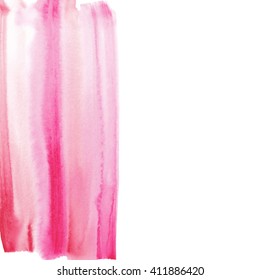 Vector abstract background - watercolor paint on white backdrop. Pink and red stripes, modern design template element for "save the date" cards, gift tags and package.