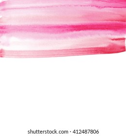 Vector abstract background - watercolor paint on white backdrop. Pink and red stripes, modern design template element for "save the date" cards, gift tags and package.