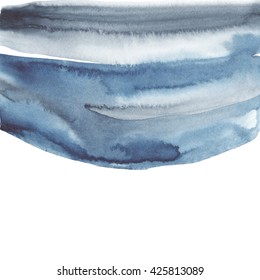 Vector abstract background - watercolor paint on white backdrop. Indigo stripes as design element for cards, gift tags and package.