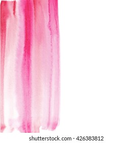 Vector abstract background - watercolor paint on white backdrop. Pink and red stripes, modern design template element for "save the date" cards, gift tags and package.