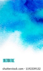 Vector abstract background. Watercolor splash has drawn manually blue, lilac tones.The place for the text. The abstract watercolor background painted manually. A watercolor spot in a vector. 