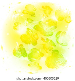 Vector abstract background watercolor stylized orchids elements. illustration. eps10.