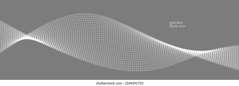 Vector abstract background with wave of flowing particles, smoke flowing grey design, smooth and soft relaxing image.