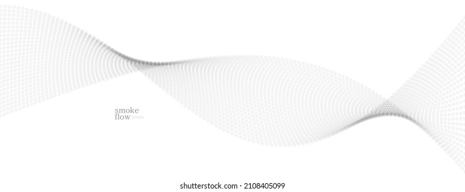 Vector abstract background with wave of flowing particles, smoke flowing light grey design, smooth and soft relaxing image.