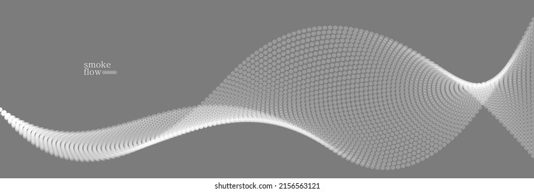 Vector abstract background with wave of flowing particles, smoke flowing grey design, smooth and soft relaxing image.