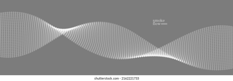 Vector abstract background with wave of flowing particles, smoke flowing grey design, smooth and soft relaxing image.