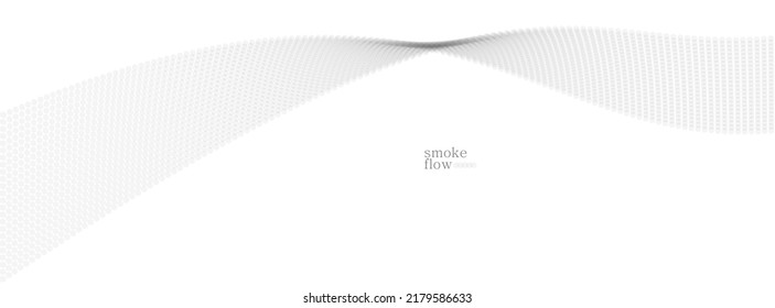 Vector abstract background with wave of flowing particles, smoke flowing light grey design, smooth and soft relaxing image.