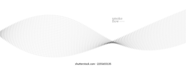 Vector abstract background with wave of flowing particles, smoke flowing light grey design, smooth and soft relaxing image.