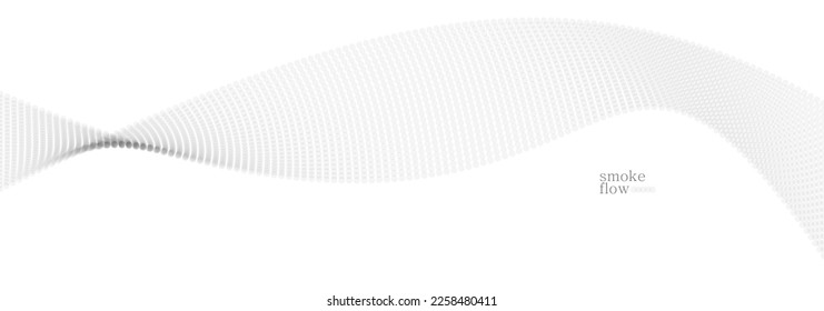 Vector abstract background with wave of flowing particles, smoke flowing light grey design, smooth and soft relaxing image.