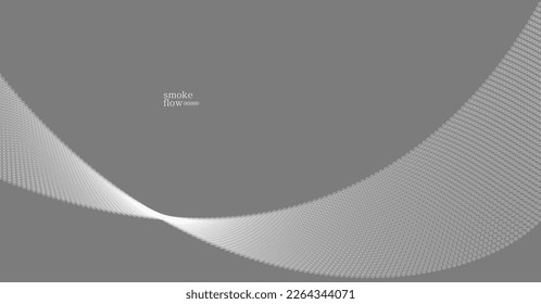 Vector abstract background with wave of flowing particles, smoke flowing grey design, smooth and soft relaxing image.