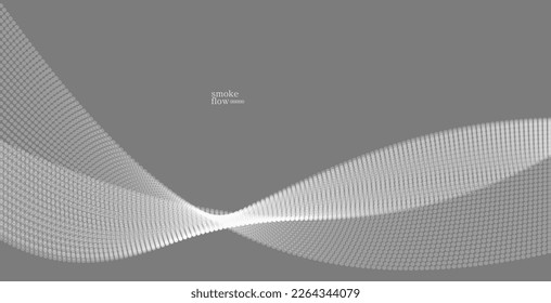Vector abstract background with wave of flowing particles, smoke flowing grey design, smooth and soft relaxing image.
