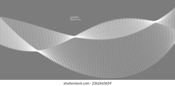 Vector abstract background with wave of flowing particles, smoke flowing grey design, smooth and soft relaxing image.