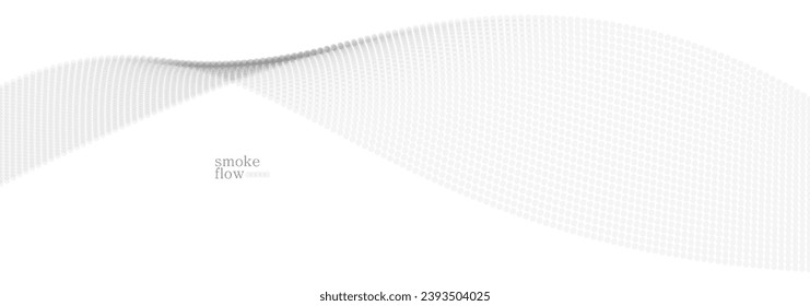 Vector abstract background with wave of flowing particles, smoke flowing light grey design, smooth and soft relaxing image.