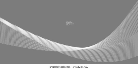 Vector abstract background with wave of flowing particles, smoke flowing grey design, smooth and soft relaxing image.