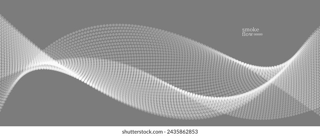 Vector abstract background with wave of flowing particles, smoke flowing grey design, smooth and soft relaxing image.