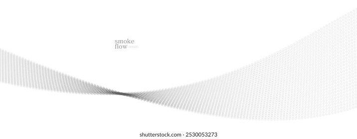 Vetor fundo abstrato com onda de partículas fluindo, fumaça fluindo projeto cinza claro, suave e suave imagem relaxante.