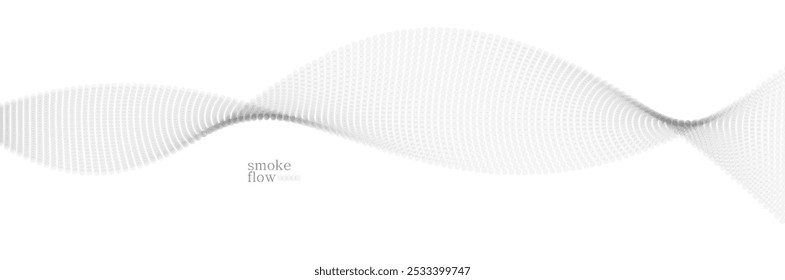Vector abstract background with wave of flowing particles, smoke flowing light grey design, smooth and soft relaxing image.