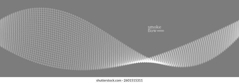 Vector abstract background with wave of flowing particles, smoke flowing grey design, smooth and soft relaxing image.