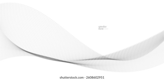 Vector abstract background with wave of flowing particles, smoke flowing light grey design, smooth and soft relaxing image.